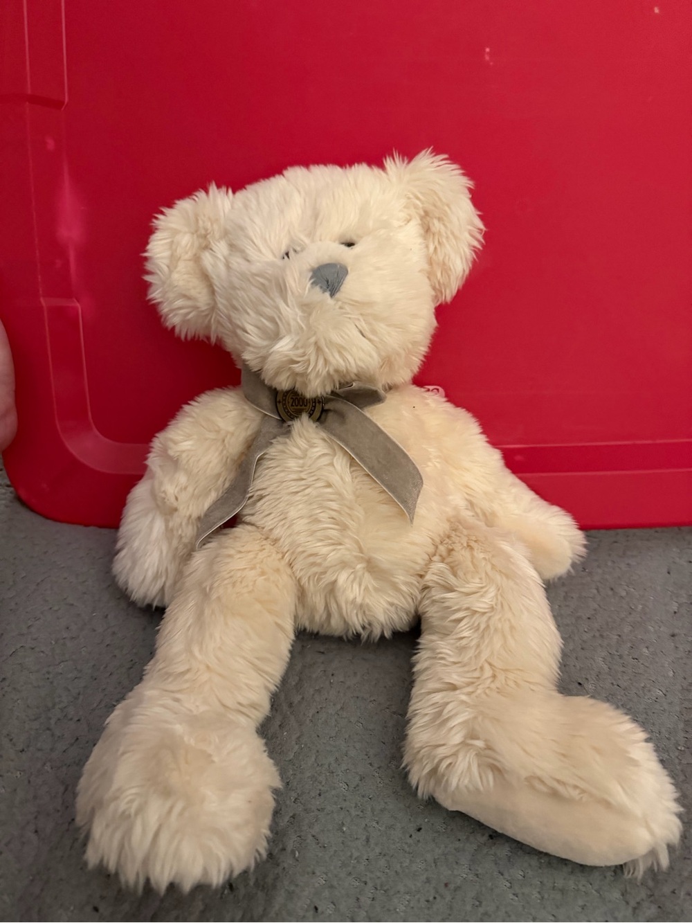 Russ Plush Cream Teddy Bear with Taupe Bow